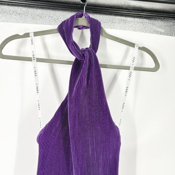 NWT L’idee Klum Lidi Pleated Bodycon Halter Gown in Arabia - Picture 5 of 12
